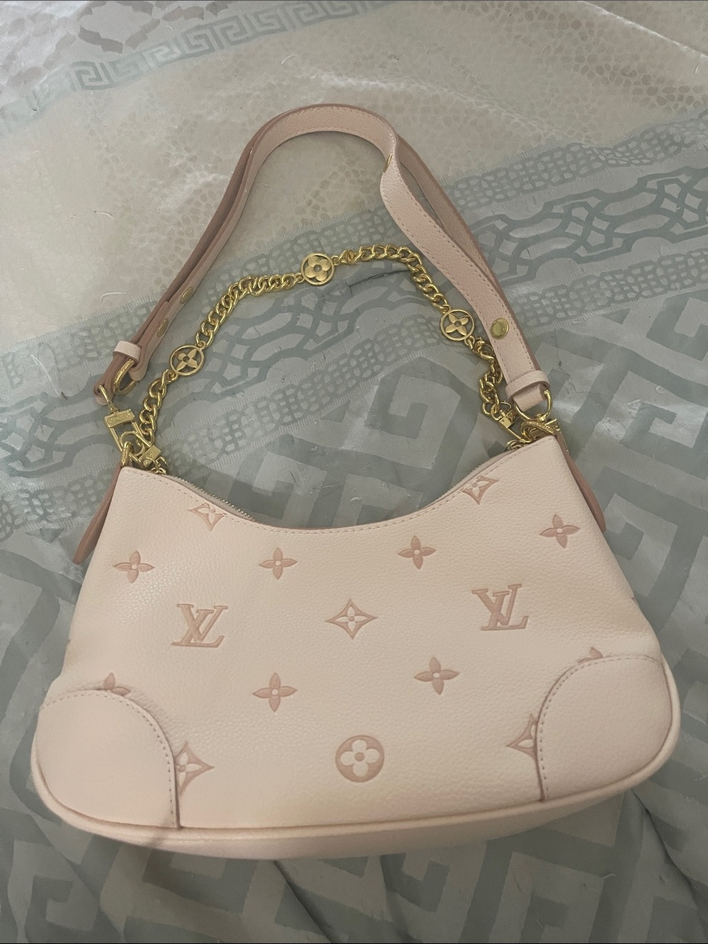 Cream and pink purse